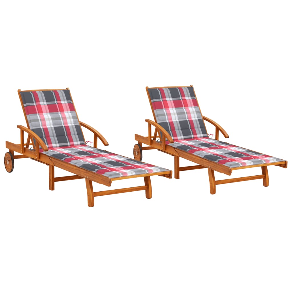 Patio Sun Lounger With Table And Cushion Solid Wood Acacia