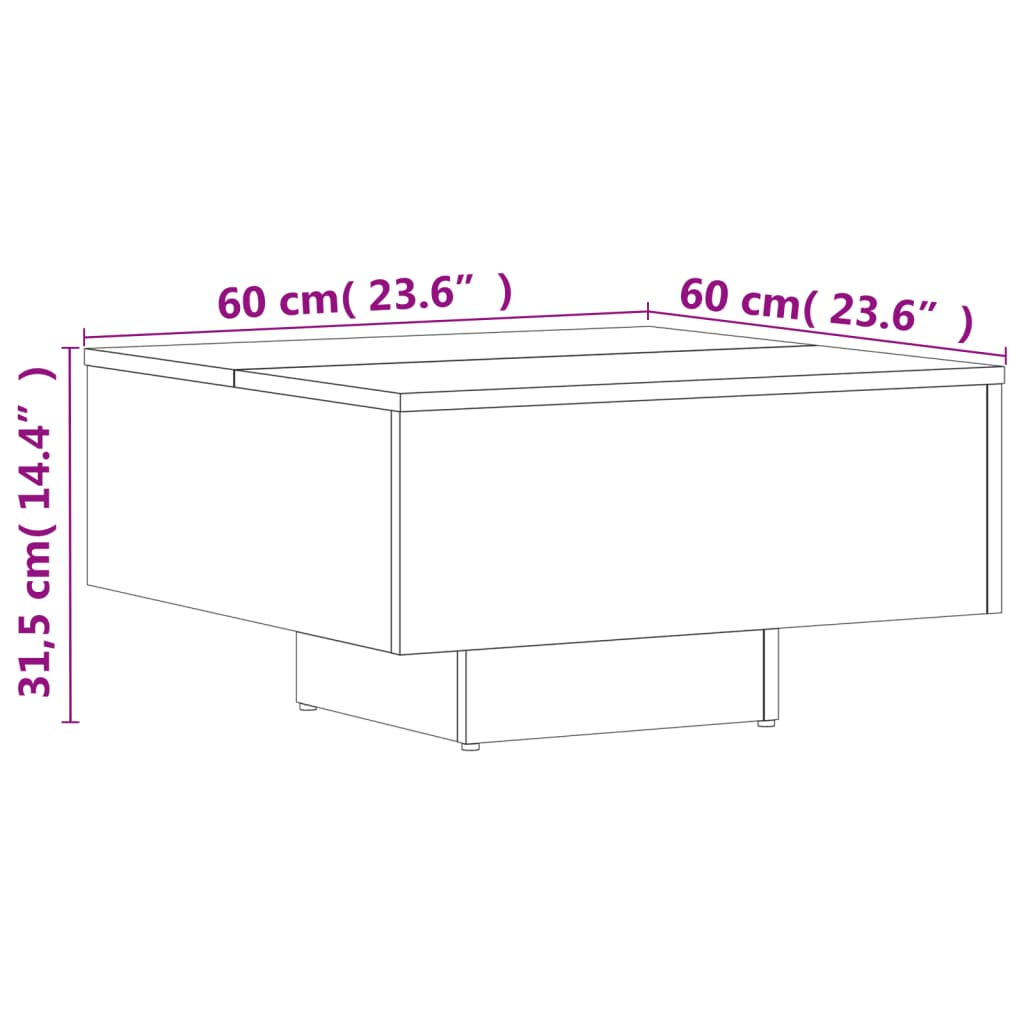 Coffee Table 23.6&quot;X23.6&quot;X12.4&quot; Engineered Wood