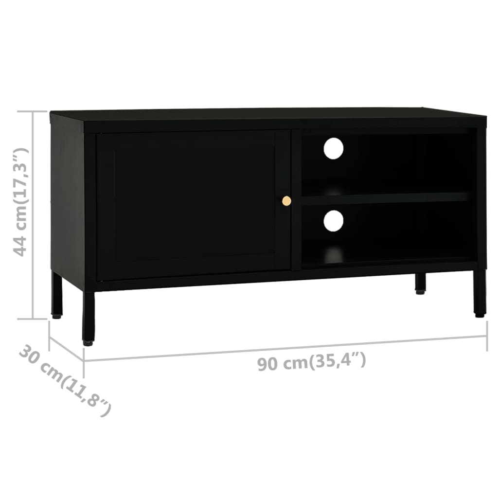 Tv Stand 35.4&quot;X11.8&quot;X17.3&quot; Steel And Glass