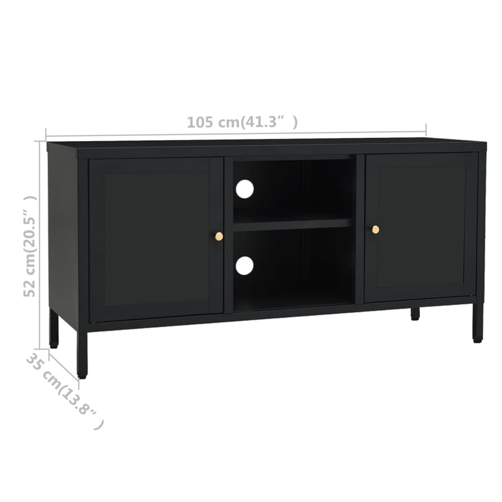 Tv Stand 41.3&quot;X13.8&quot;X20.5&quot; Steel And Glass