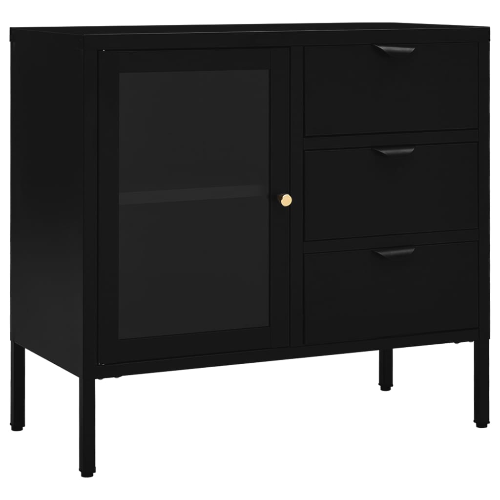 Sideboard 29.5&quot;X13.8&quot;X27.6&quot; Steel And Tempered Glass