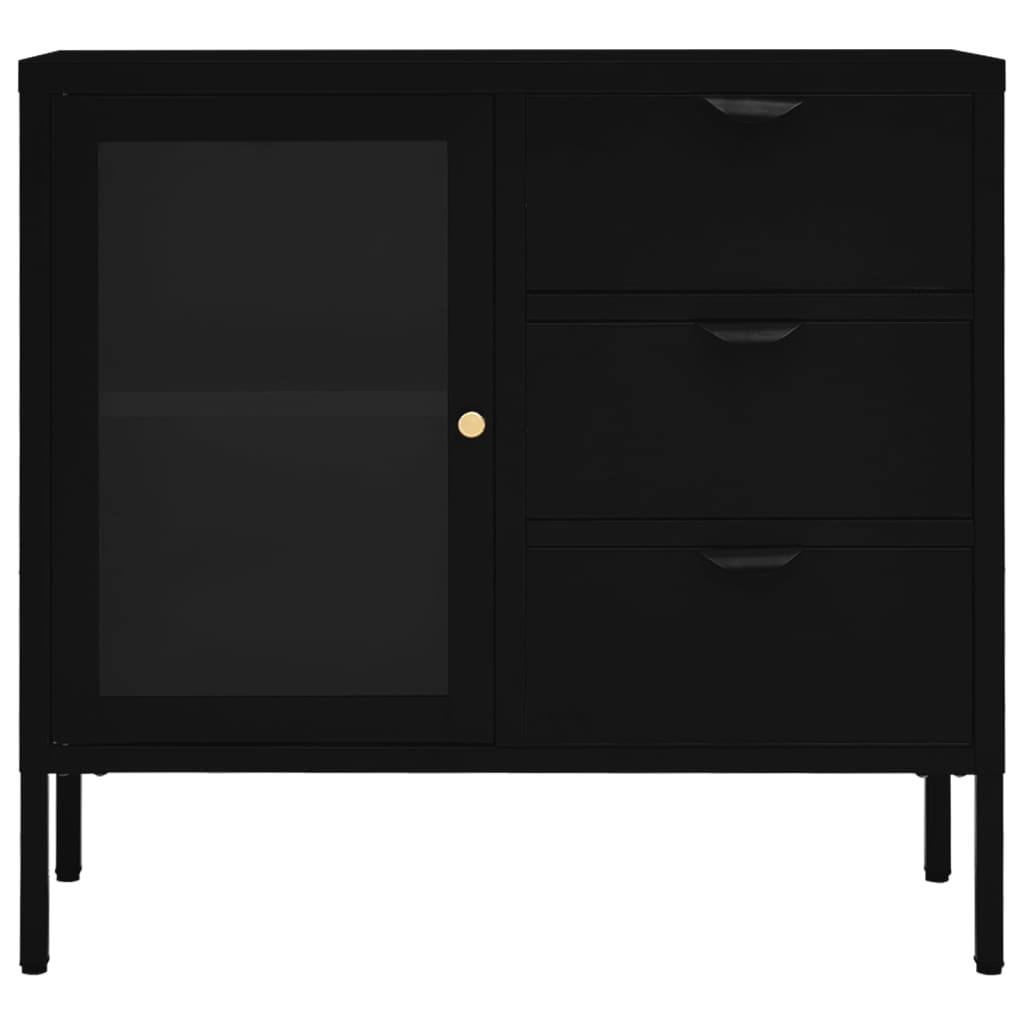 Sideboard 29.5&quot;X13.8&quot;X27.6&quot; Steel And Tempered Glass