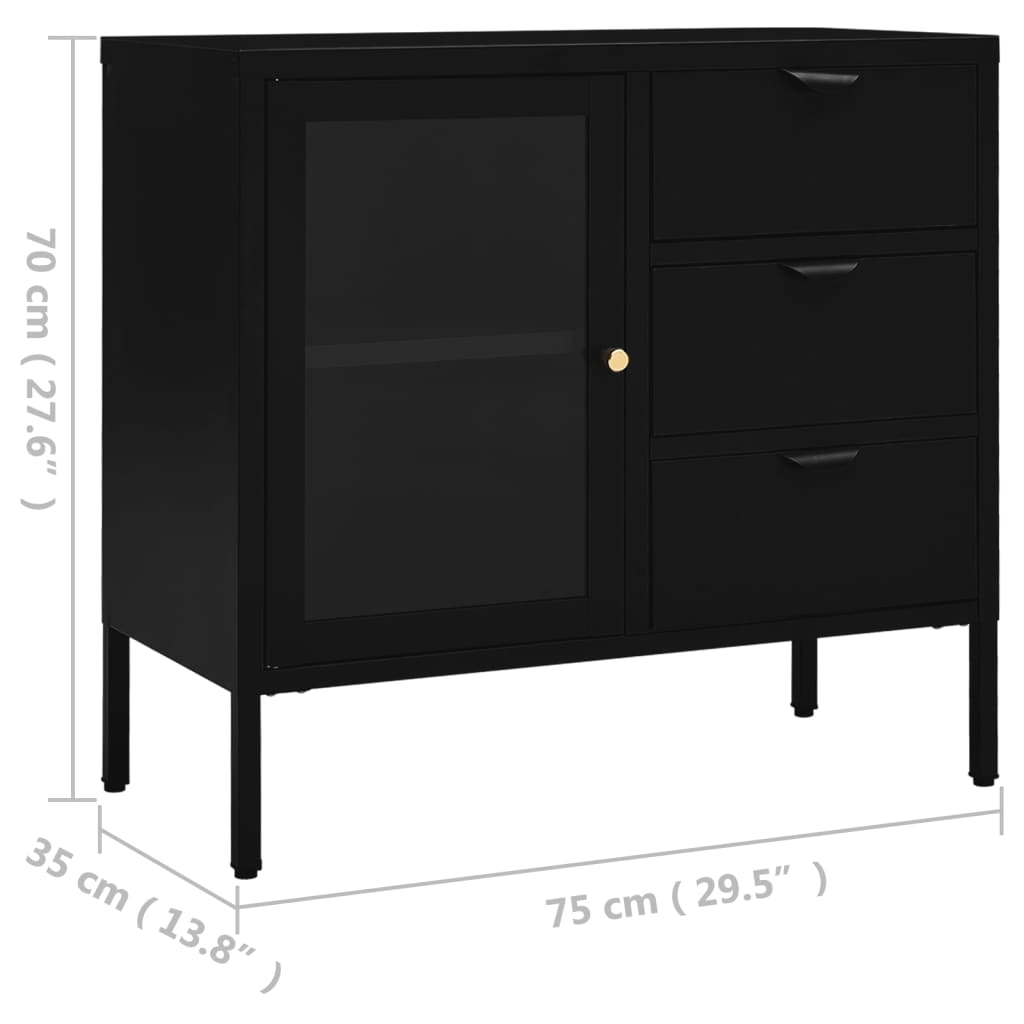 Sideboard 29.5&quot;X13.8&quot;X27.6&quot; Steel And Tempered Glass