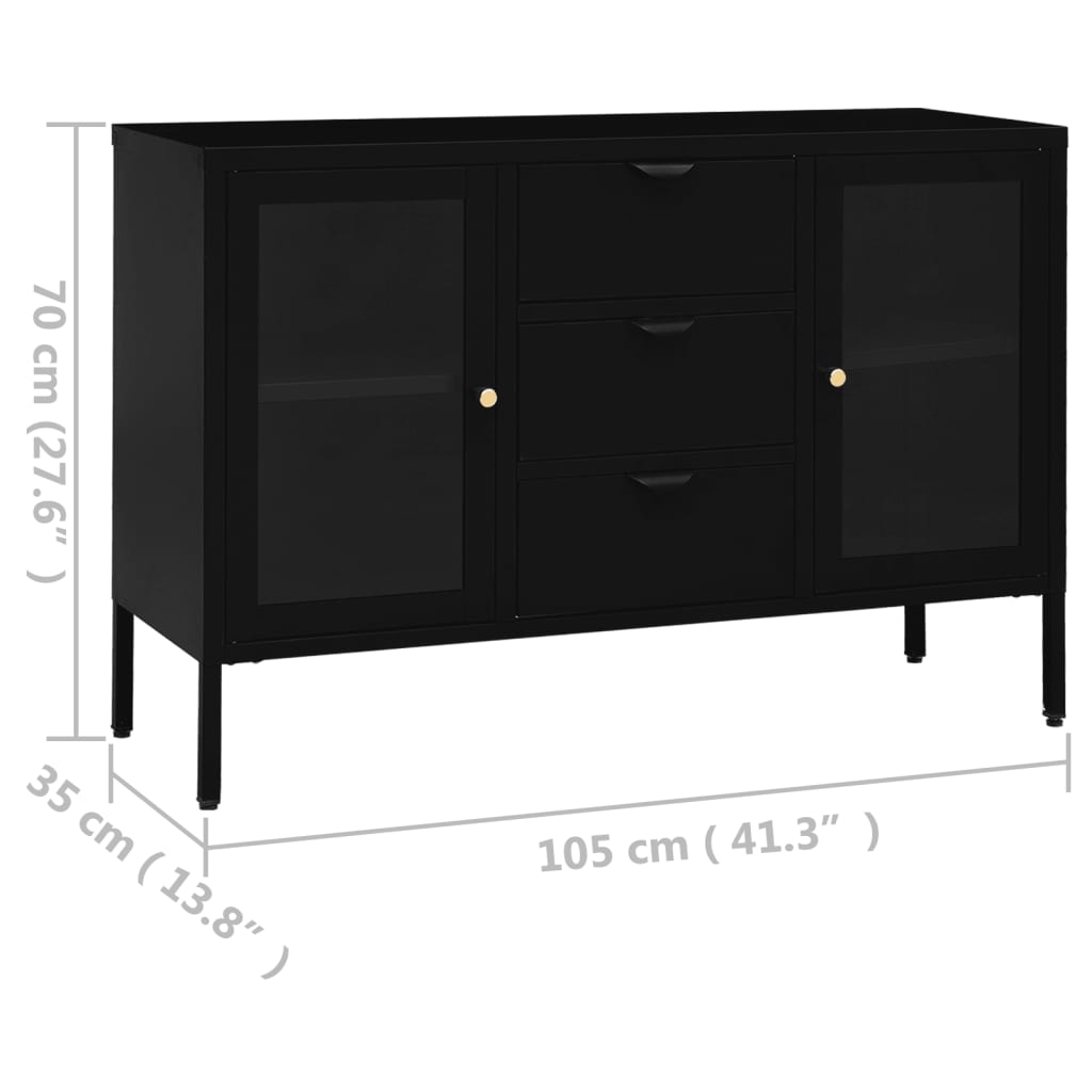 Sideboard 41.3&quot;X13.8&quot;X27.6&quot; Steel And Tempered Glass