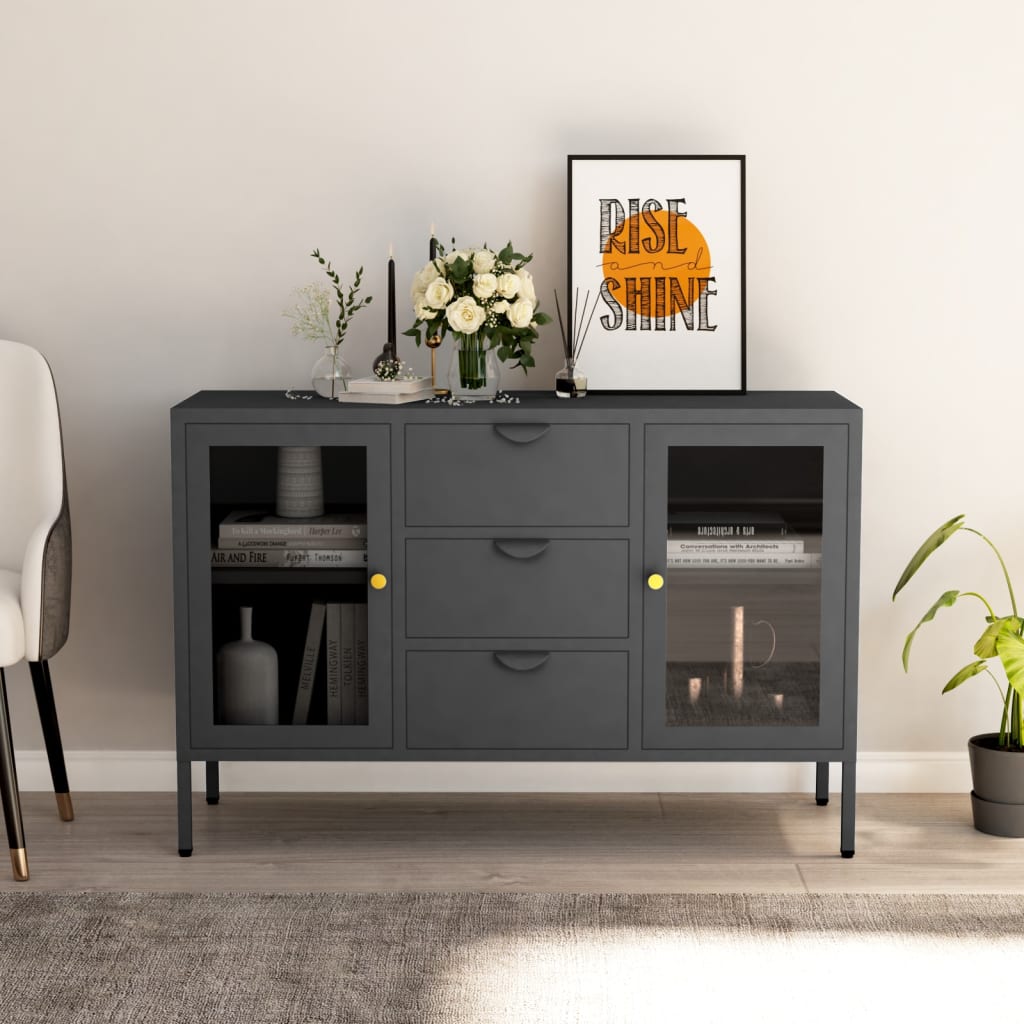 Sideboard 41.3&quot;X13.8&quot;X27.6&quot; Steel And Tempered Glass