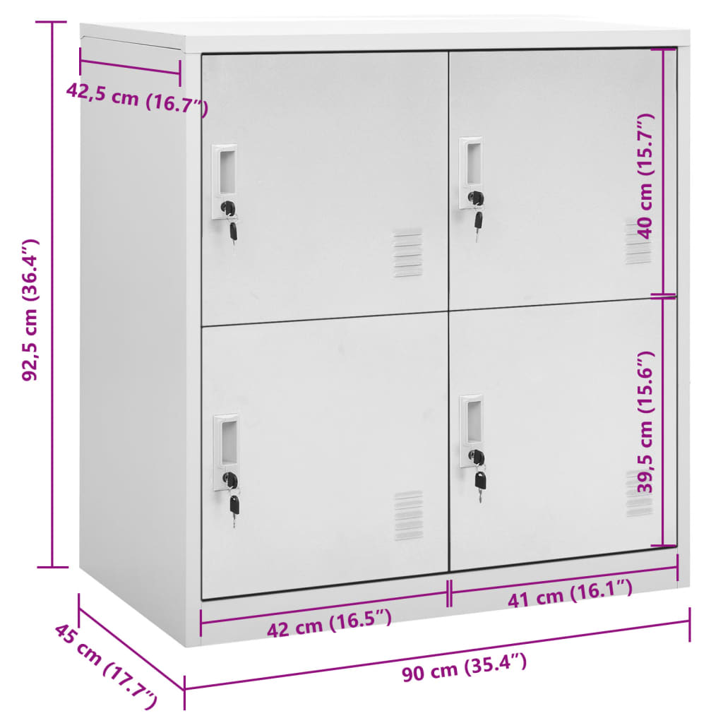 Locker Cabinet 35.4&quot;X17.7&quot;X36.4&quot; Steel Light Gray