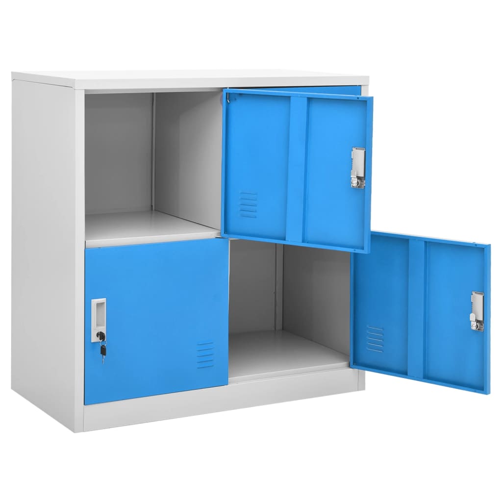 Locker Cabinet 35.4&quot;X17.7&quot;X36.4&quot; Steel Light Gray And Blue