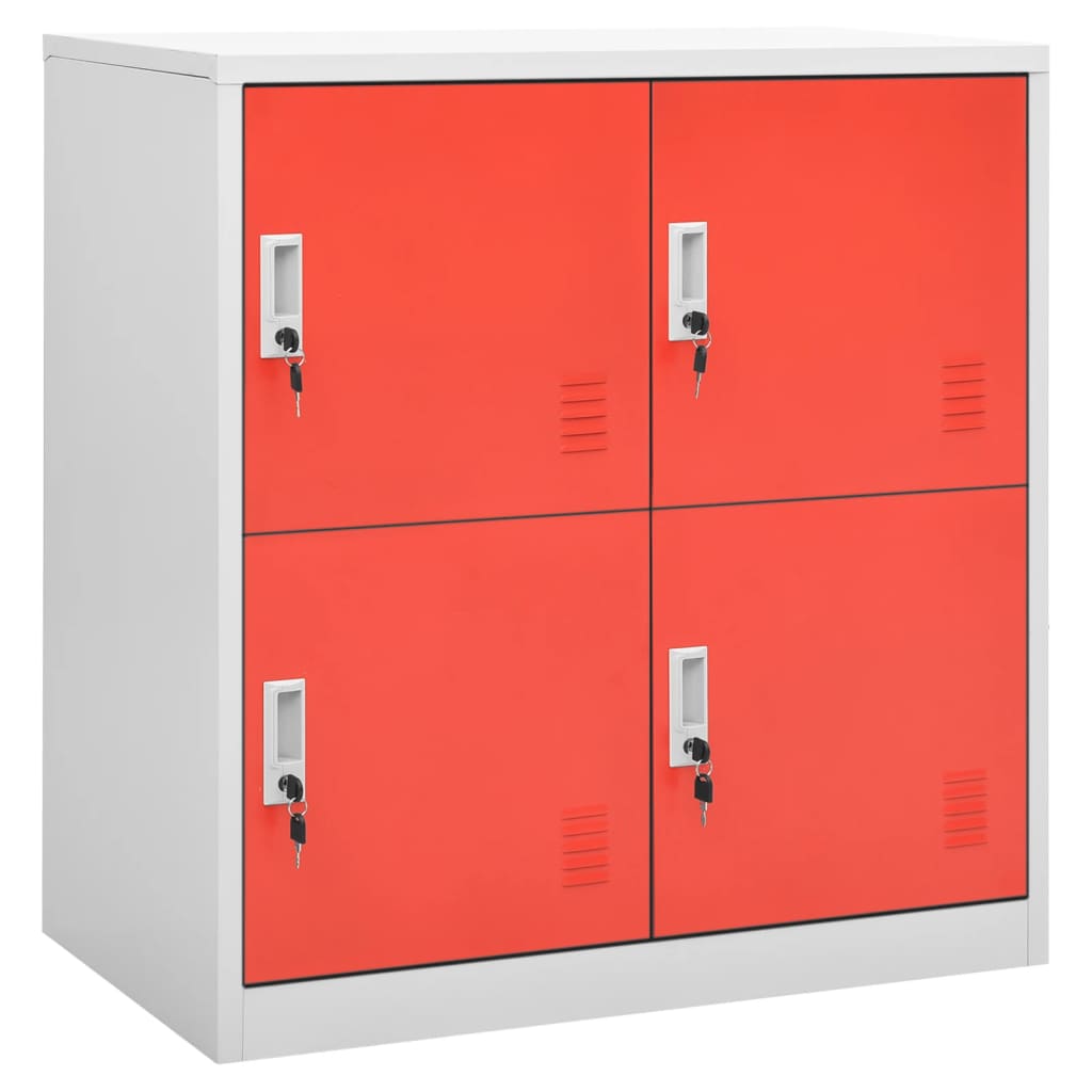 Locker Cabinet 35.4&quot;X17.7&quot;X36.4&quot; Steel Light Gray And Red