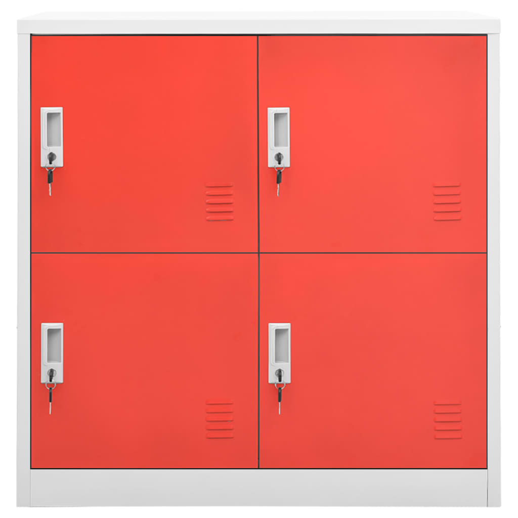 Locker Cabinet 35.4&quot;X17.7&quot;X36.4&quot; Steel Light Gray And Red