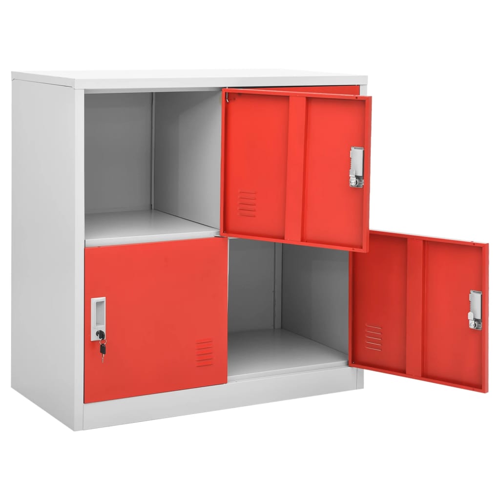 Locker Cabinet 35.4&quot;X17.7&quot;X36.4&quot; Steel Light Gray And Red