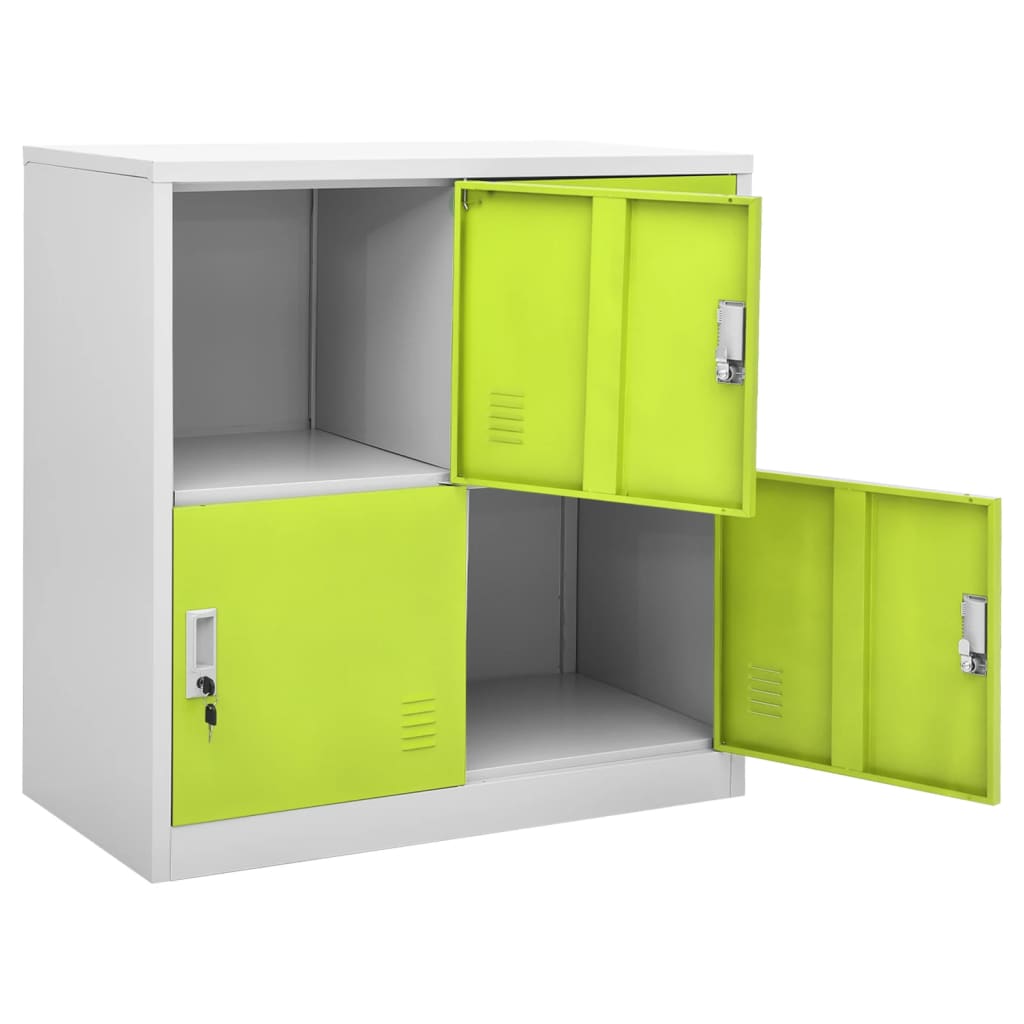 Locker Cabinet 35.4&quot;X17.7&quot;X36.4&quot; Steel Light Gray And Green