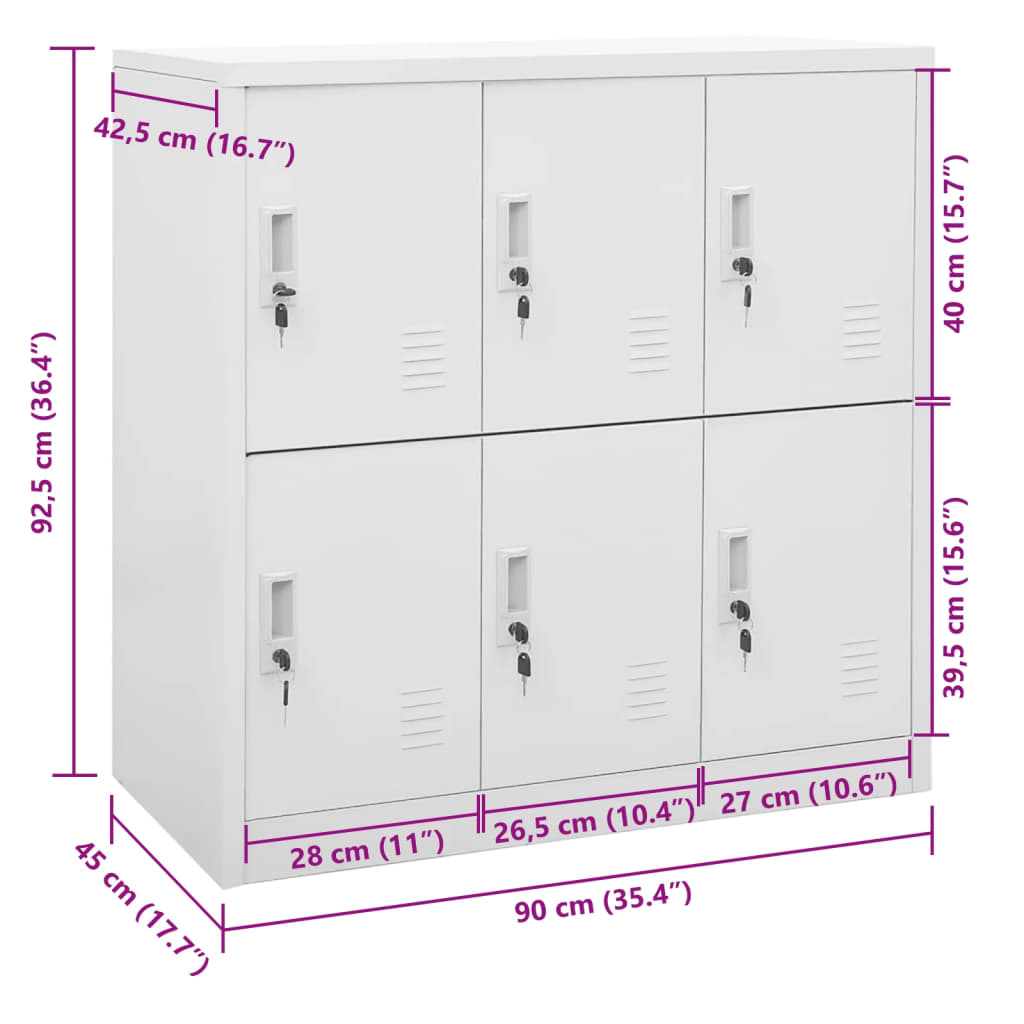 Locker Cabinet 35.4&quot;X17.7&quot;X36.4&quot; Steel Light Gray