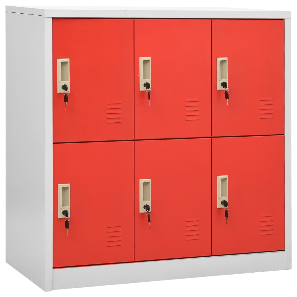 Locker Cabinet 35.4&quot;X17.7&quot;X36.4&quot; Steel Light Gray And Red