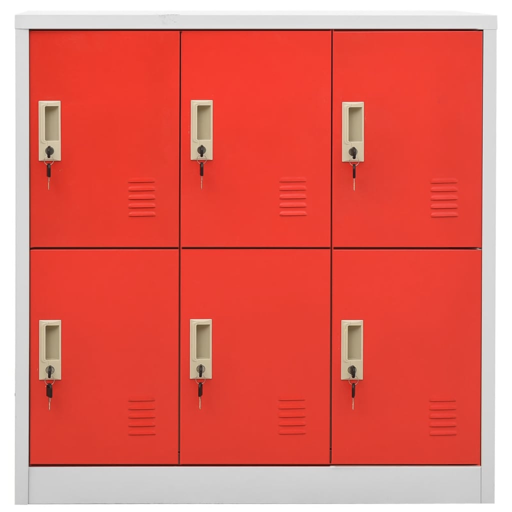 Locker Cabinet 35.4&quot;X17.7&quot;X36.4&quot; Steel Light Gray And Red