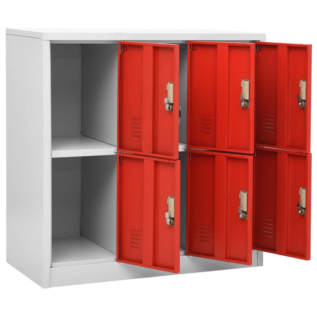 Locker Cabinet 35.4&quot;X17.7&quot;X36.4&quot; Steel Light Gray And Red