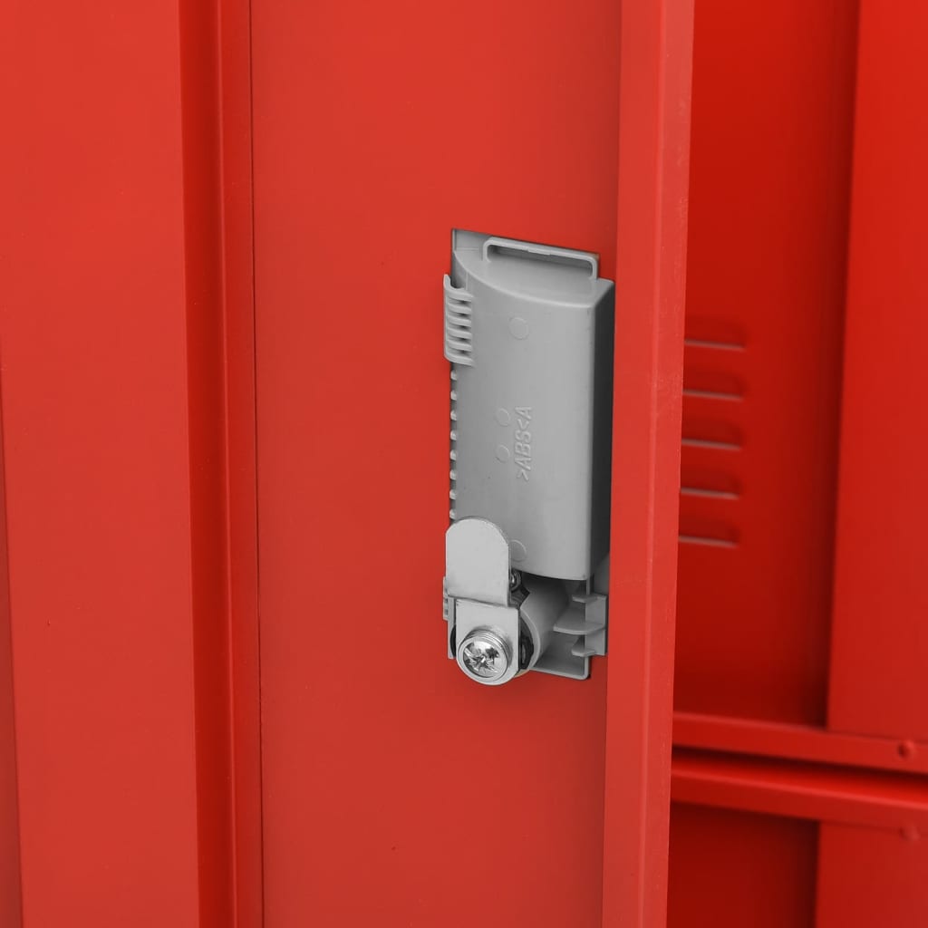 Locker Cabinet 35.4&quot;X17.7&quot;X36.4&quot; Steel Light Gray And Red