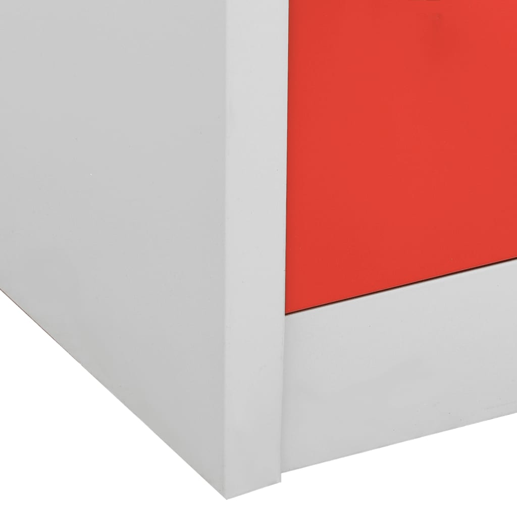 Locker Cabinet 35.4&quot;X17.7&quot;X36.4&quot; Steel Light Gray And Red