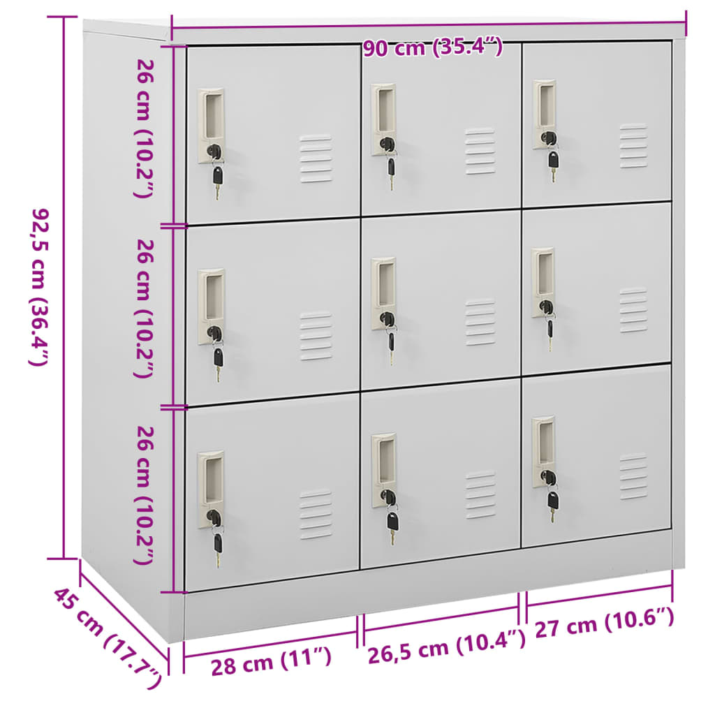 Locker Cabinet 35.4&quot;X17.7&quot;X36.4&quot; Steel Light Gray