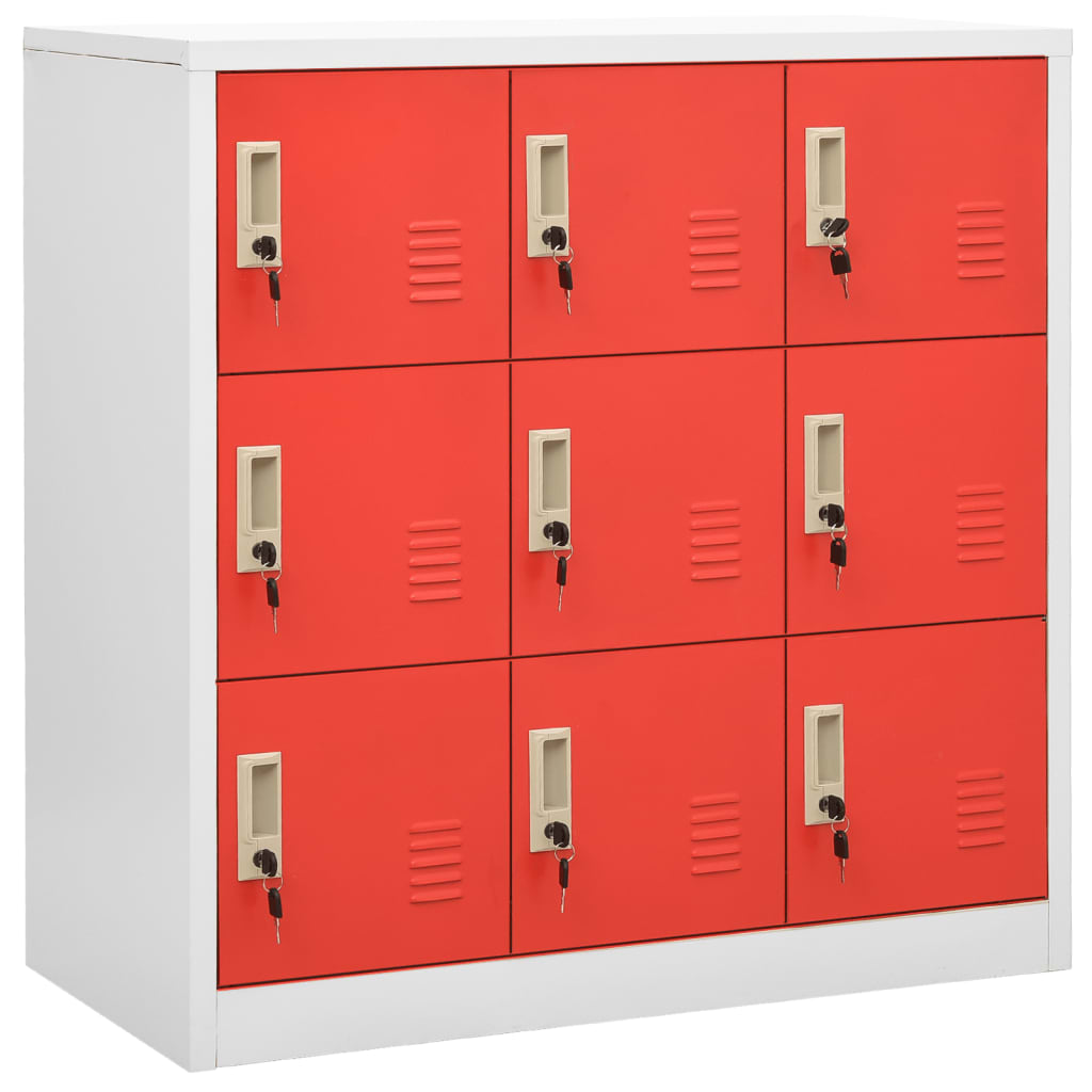 Locker Cabinet 35.4&quot;X17.7&quot;X36.4&quot; Steel Light Gray And Red