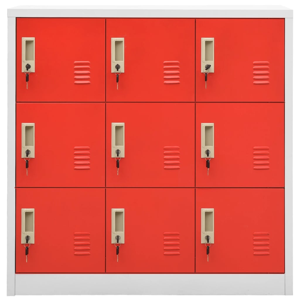 Locker Cabinet 35.4&quot;X17.7&quot;X36.4&quot; Steel Light Gray And Red