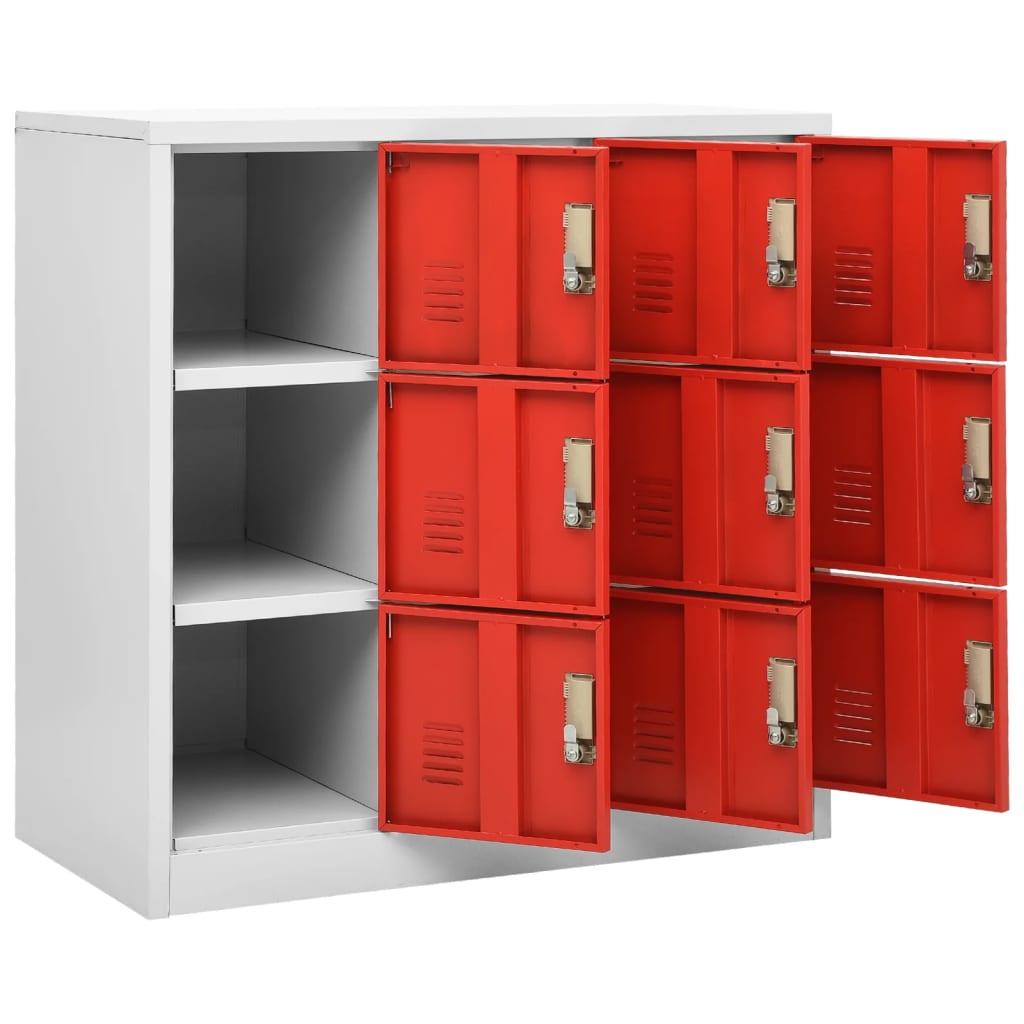 Locker Cabinet 35.4&quot;X17.7&quot;X36.4&quot; Steel Light Gray And Red