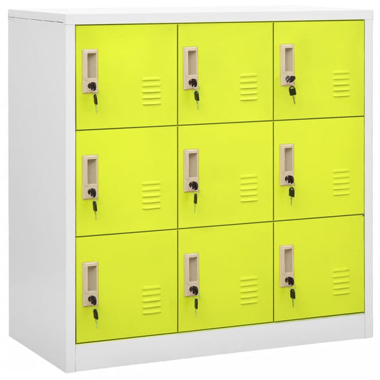 Locker Cabinet 35.4&quot;X17.7&quot;X36.4&quot; Steel Light Gray And Green