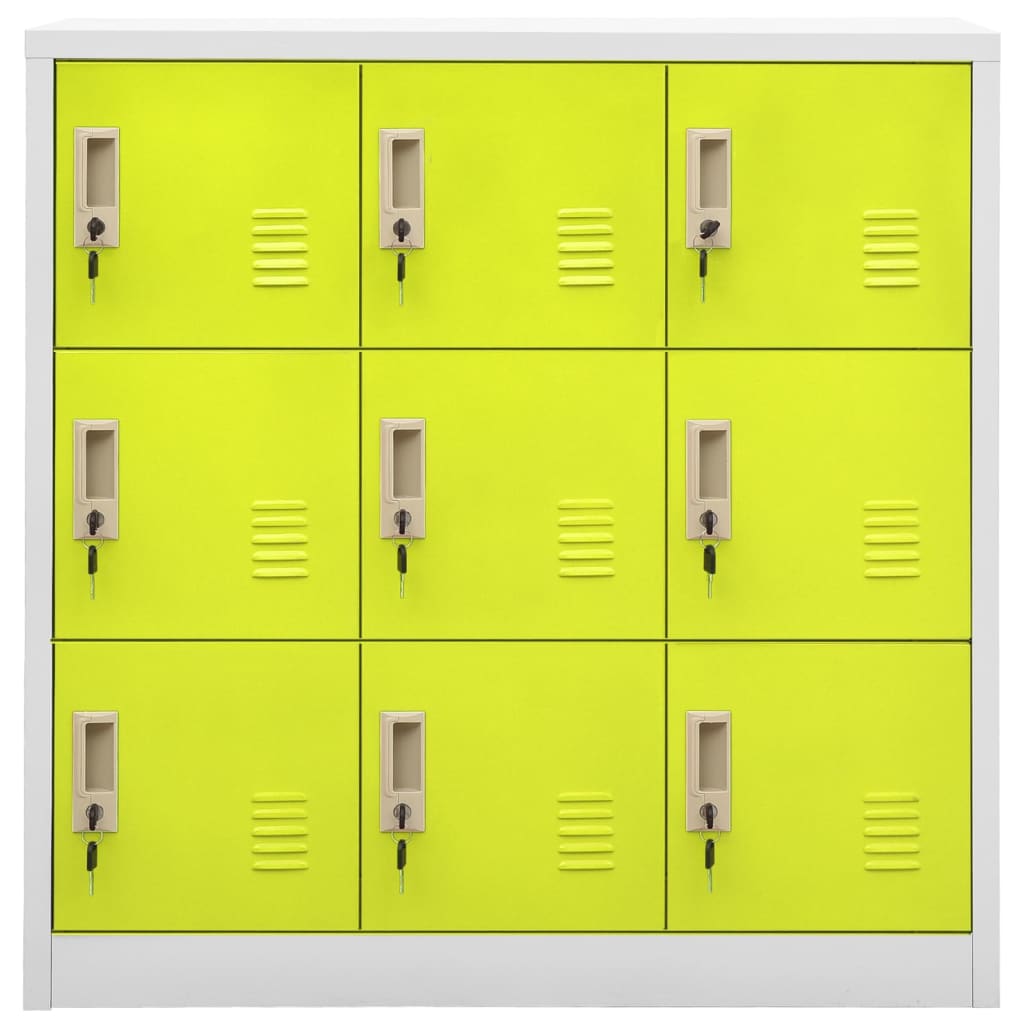 Locker Cabinet 35.4&quot;X17.7&quot;X36.4&quot; Steel Light Gray And Green