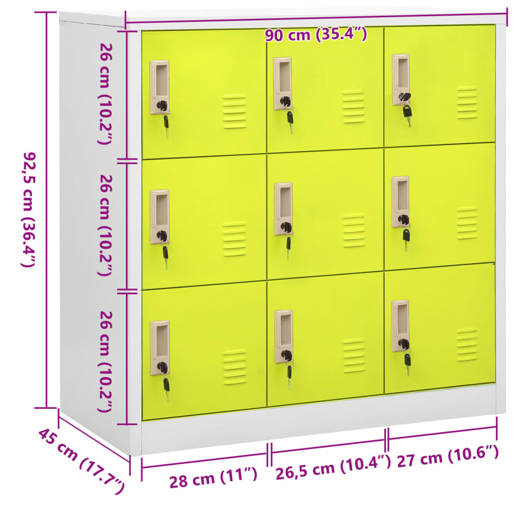 Locker Cabinet 35.4&quot;X17.7&quot;X36.4&quot; Steel Light Gray And Green