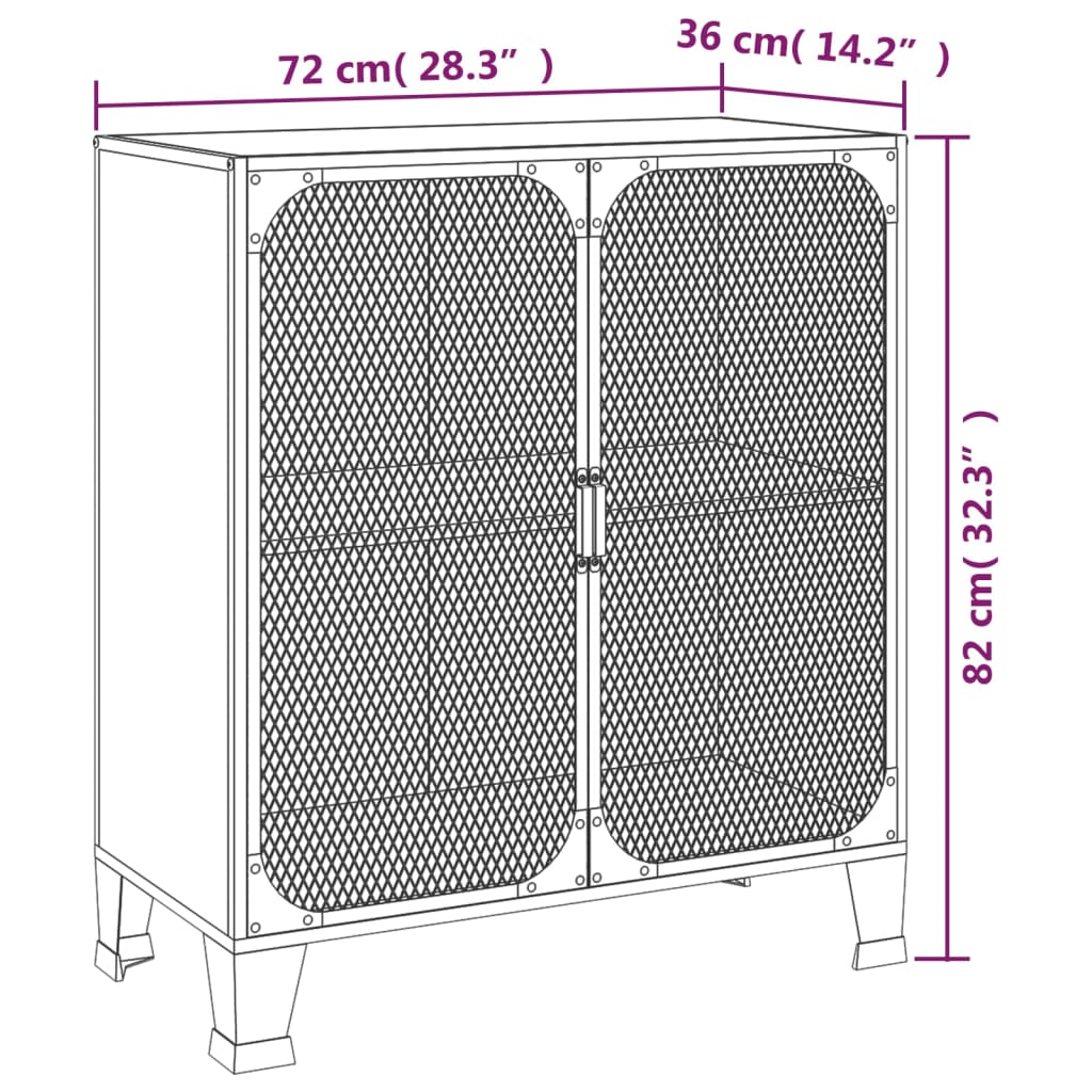 Storage Cabinet 28.3&quot;X14.2&quot;X32.3&quot; Metal And Mdf