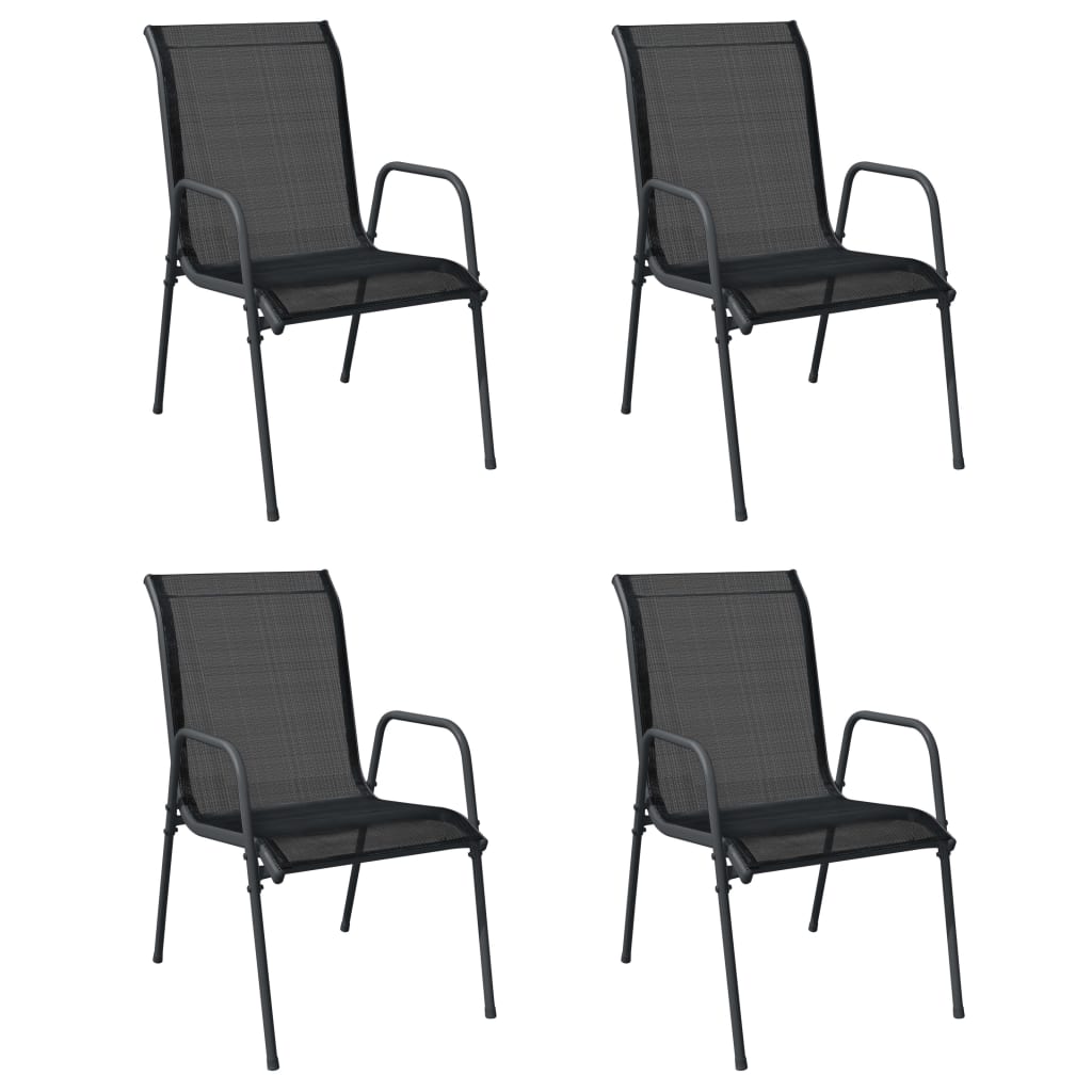 Patio Chairs 4 Pcs Steel And Textilene Black