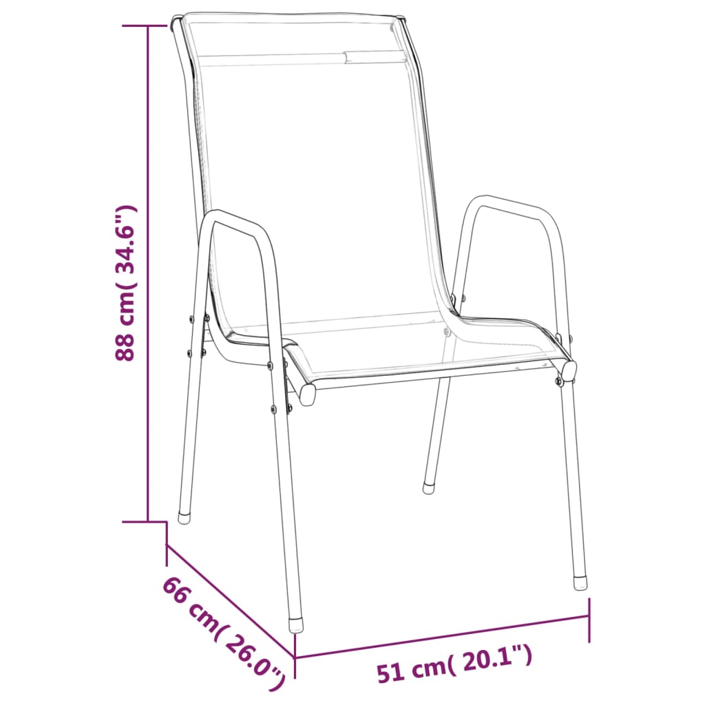 Patio Chairs 4 Pcs Steel And Textilene Black