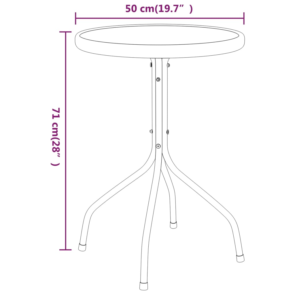 Patio Table Ø19.7&quot;X28&quot; Steel Anthracite