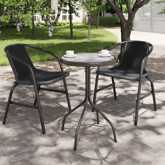 Patio Table Ø19.7&quot;X28&quot; Steel Anthracite