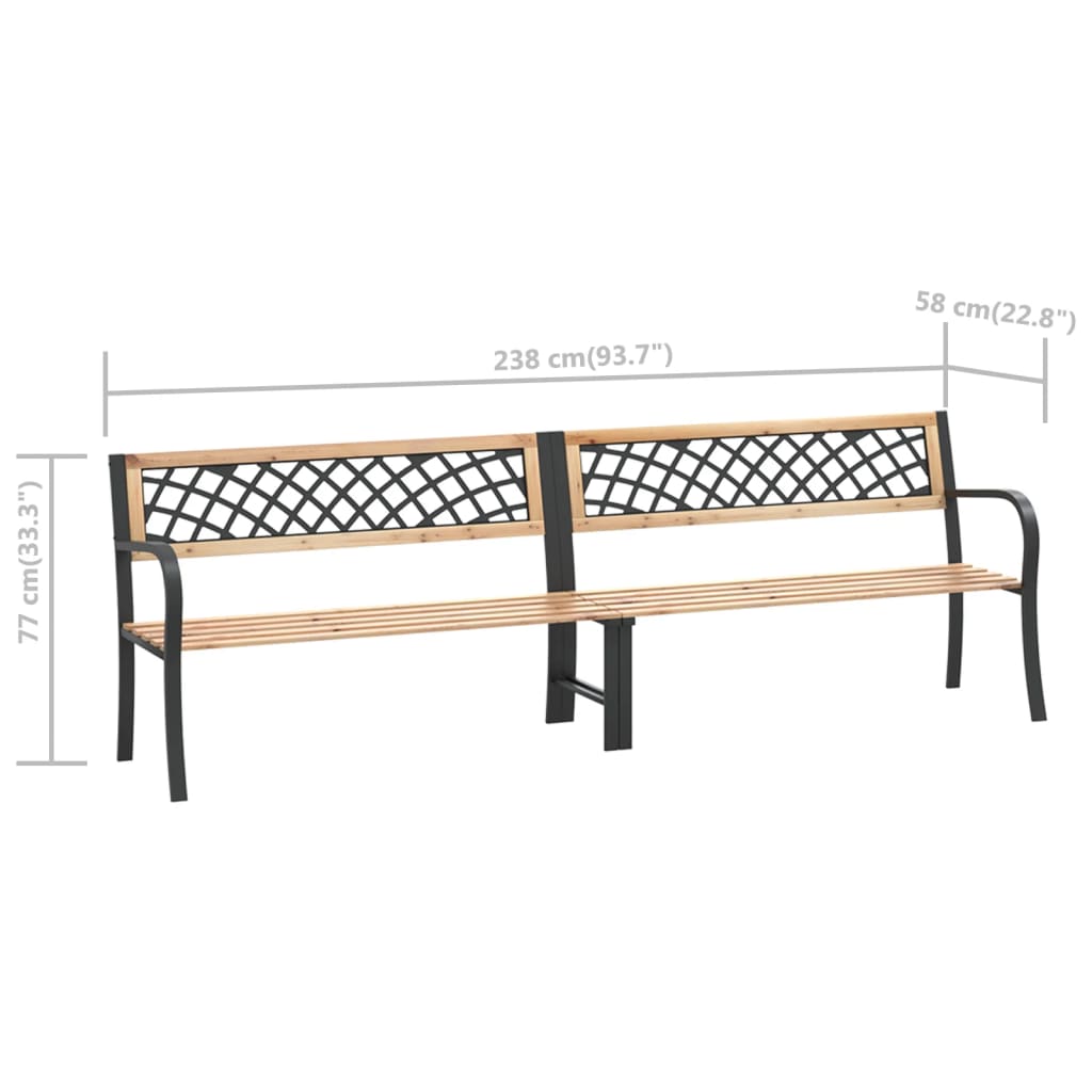 Twin Patio Bench 93.7&quot; Chinese Fir Wood