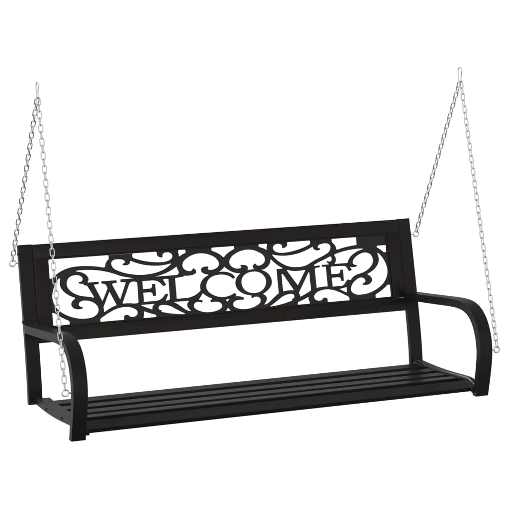 Patio Swing Bench 49.2&quot; Steel And Plastic Black