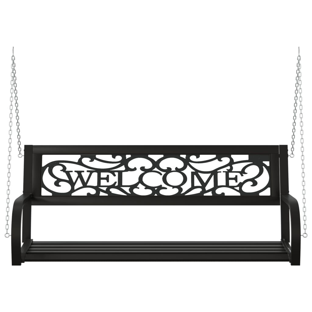 Patio Swing Bench 49.2&quot; Steel And Plastic Black