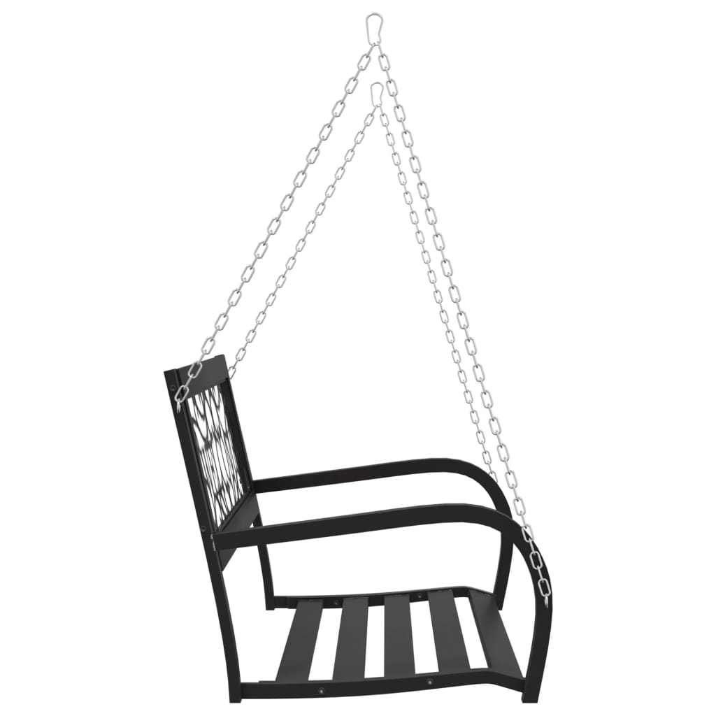 Patio Swing Bench 49.2&quot; Steel And Plastic Black