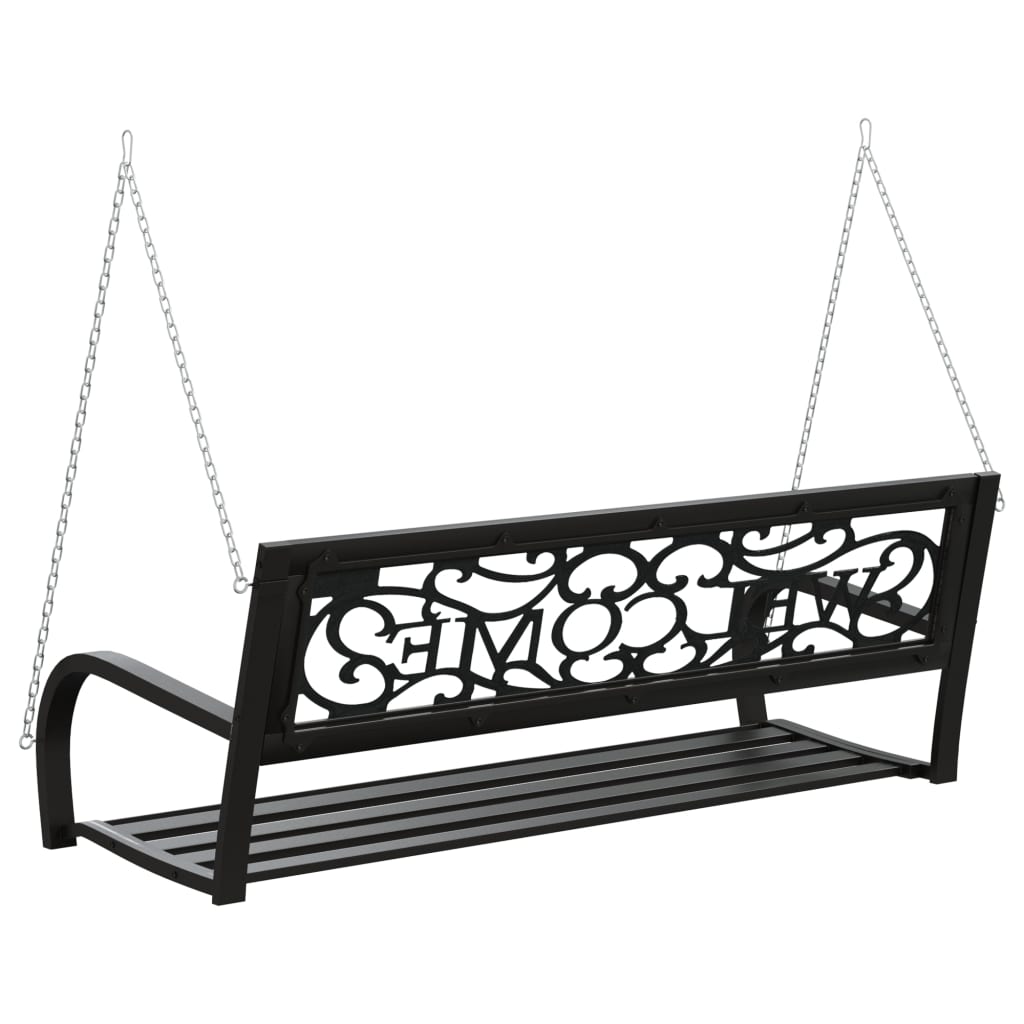 Patio Swing Bench 49.2&quot; Steel And Plastic Black