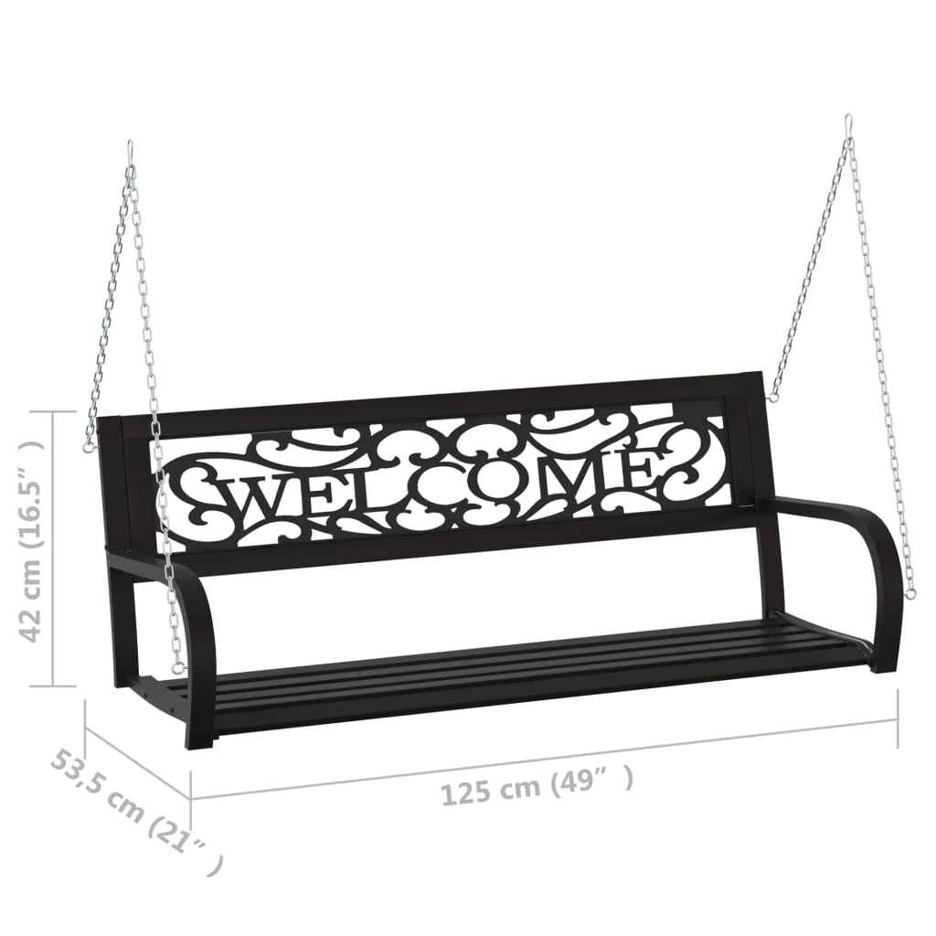 Patio Swing Bench 49.2&quot; Steel And Plastic Black