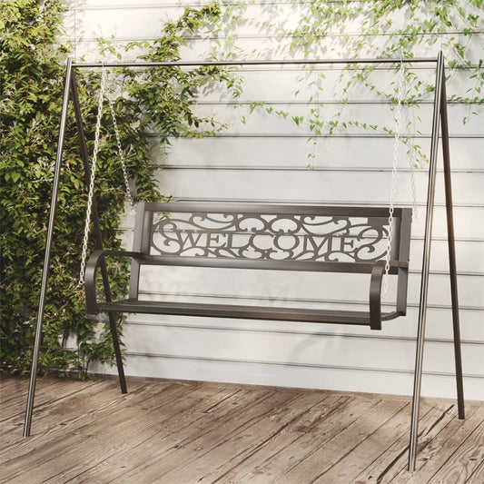 Patio Swing Bench 49.2&quot; Steel And Plastic Black