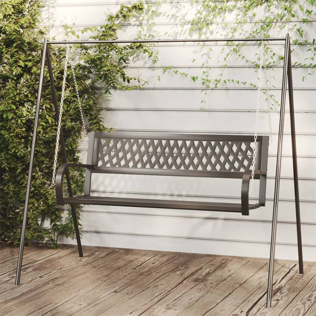 Patio Swing Bench 49.2&quot; Steel And Plastic Black