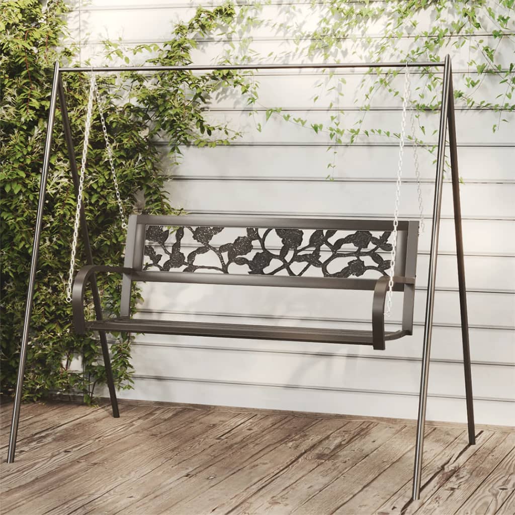 Patio Swing Bench 49.2&quot; Steel And Plastic Black