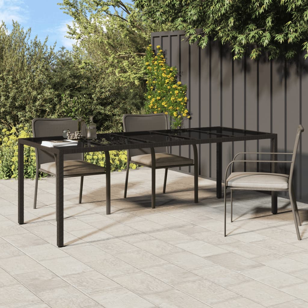 Patio Table 98.4&quot;X39.4&quot;X29.5&quot; Poly Rattan And Tempered Glass