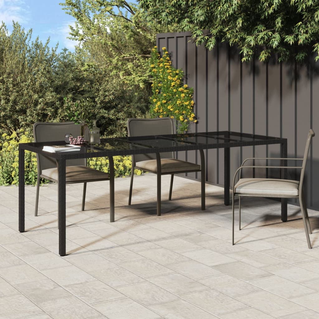 Patio Table 98.4&quot;X39.4&quot;X29.5&quot; Poly Rattan And Tempered Glass