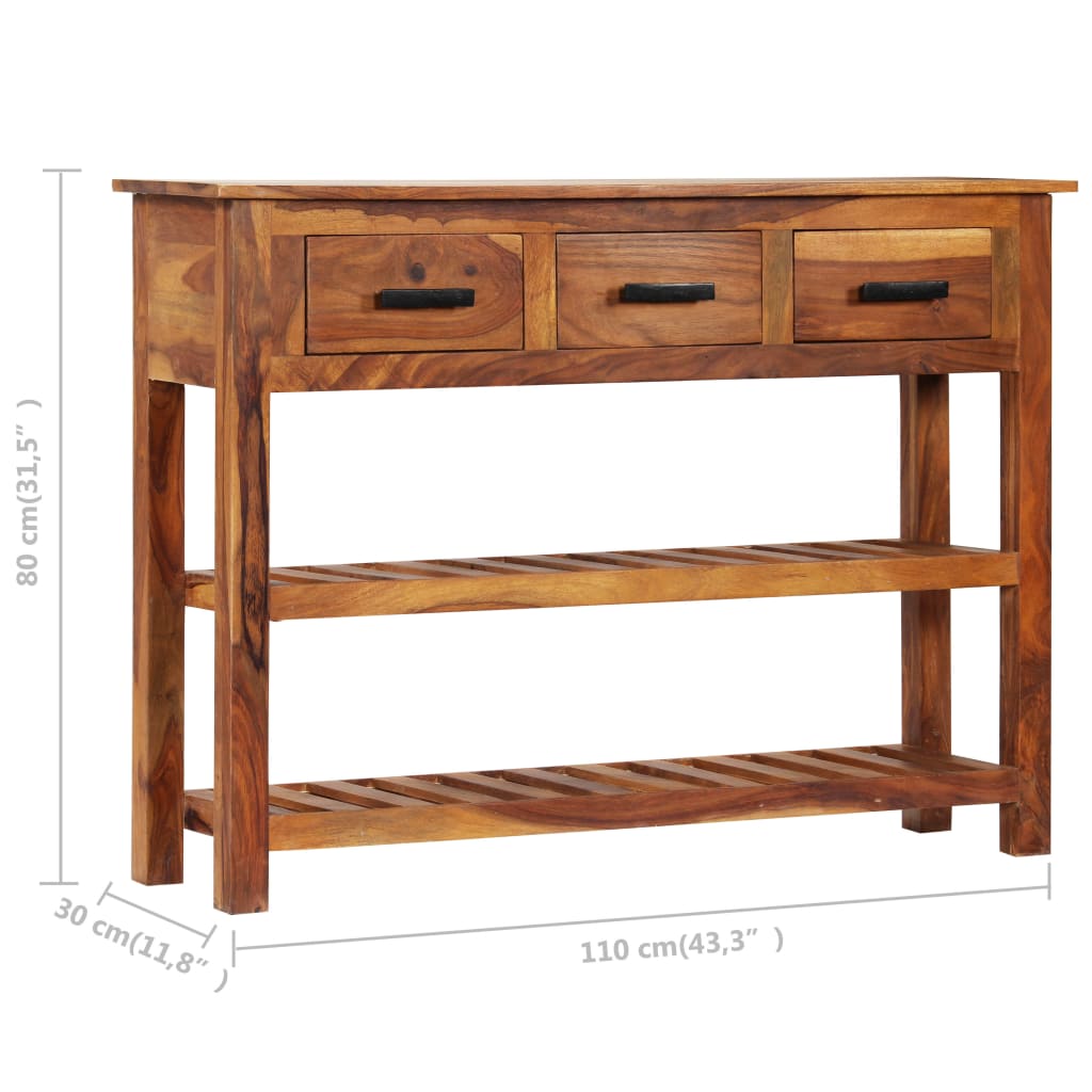 Sideboard With 3 Drawers 43.3&quot;X11.8&quot;X31.5&quot; Solid Acacia Wood