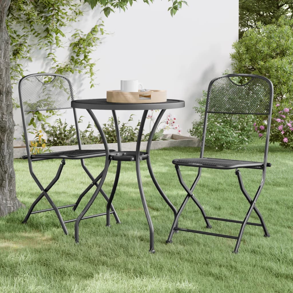 Folding Patio Chairs 4 Pcs Expanded Metal Mesh Anthracite