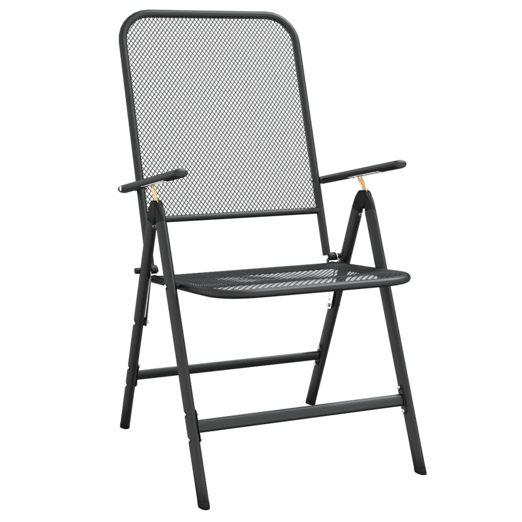 Folding Patio Chairs 2 Pcs Expanded Metal Mesh Anthracite