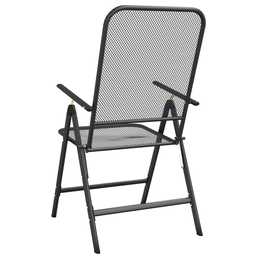 Folding Patio Chairs 2 Pcs Expanded Metal Mesh Anthracite