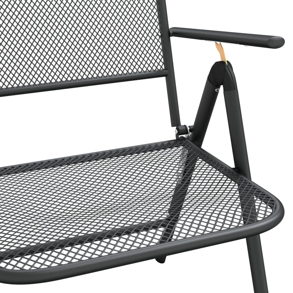 Folding Patio Chairs 2 Pcs Expanded Metal Mesh Anthracite