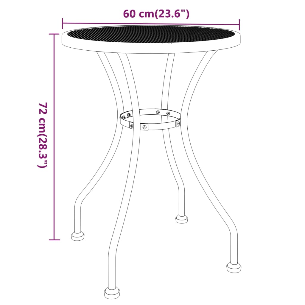 Patio Table Ø23.6&quot;X28.3&quot; Expanded Metal Mesh Anthracite